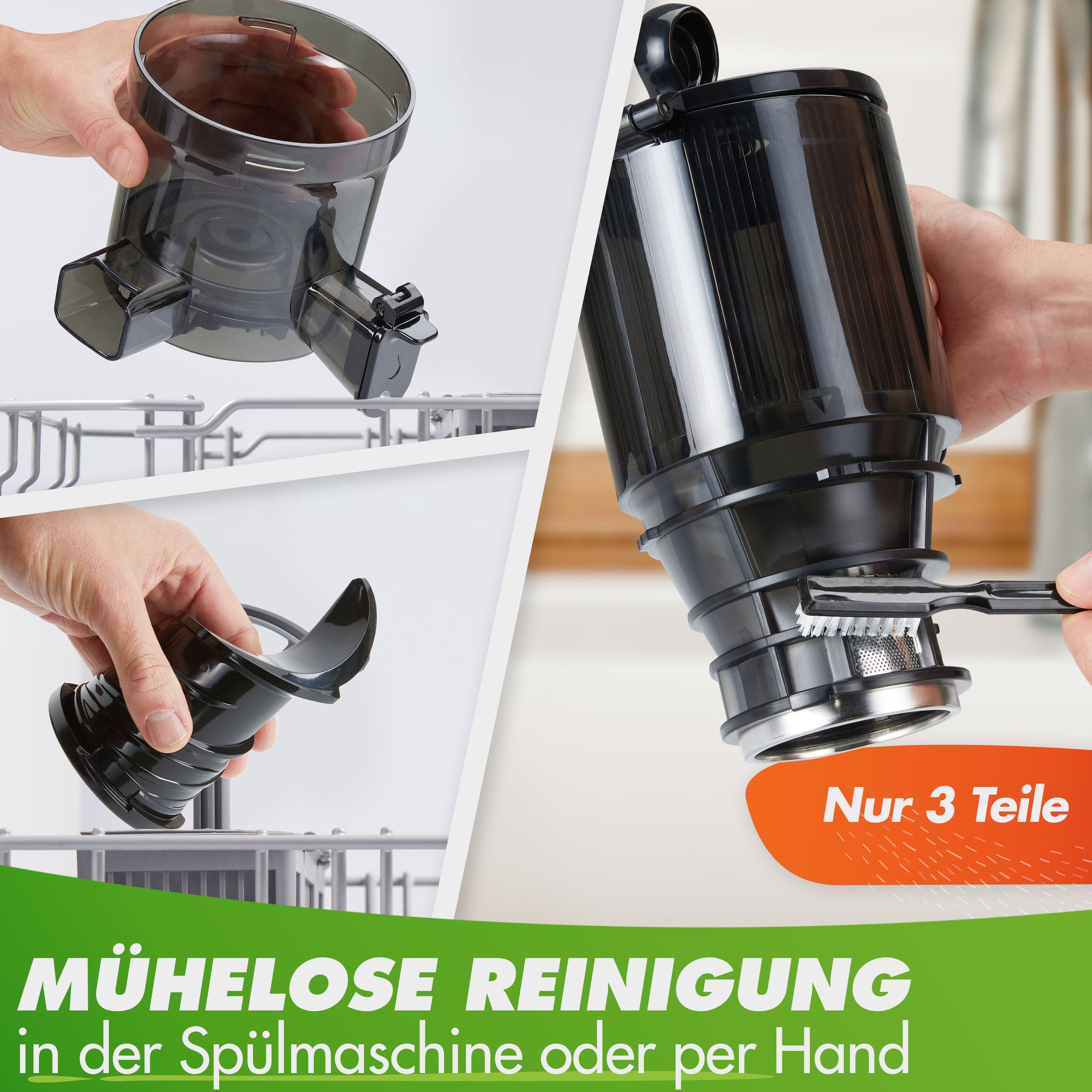 Nutrilovers NUTRI-PRESS MAX (B) Entsafter Slow Juicer Großer XXL-Einwurf Obst & Gemüse Ganze Früchte entsaften ohne Nachschieben (BPA-frei) Schwarz
