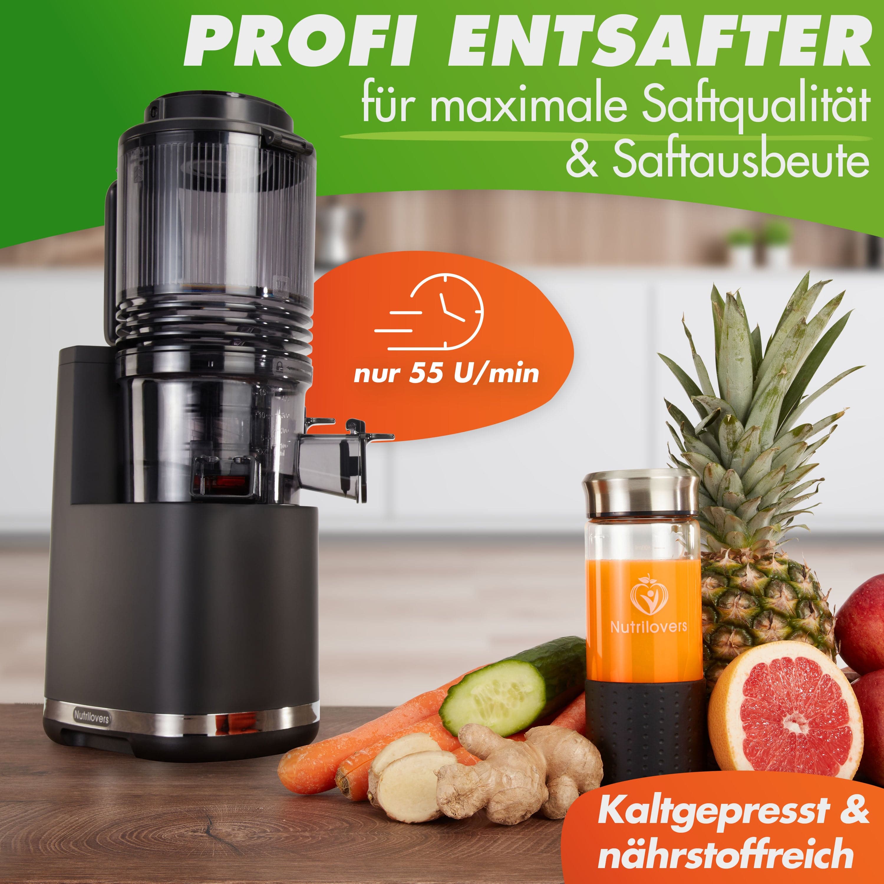 Nutrilovers Slow Juicer NUTRI-PRESS MAX+ (B) Ganze Früchte entsaften - 150mm