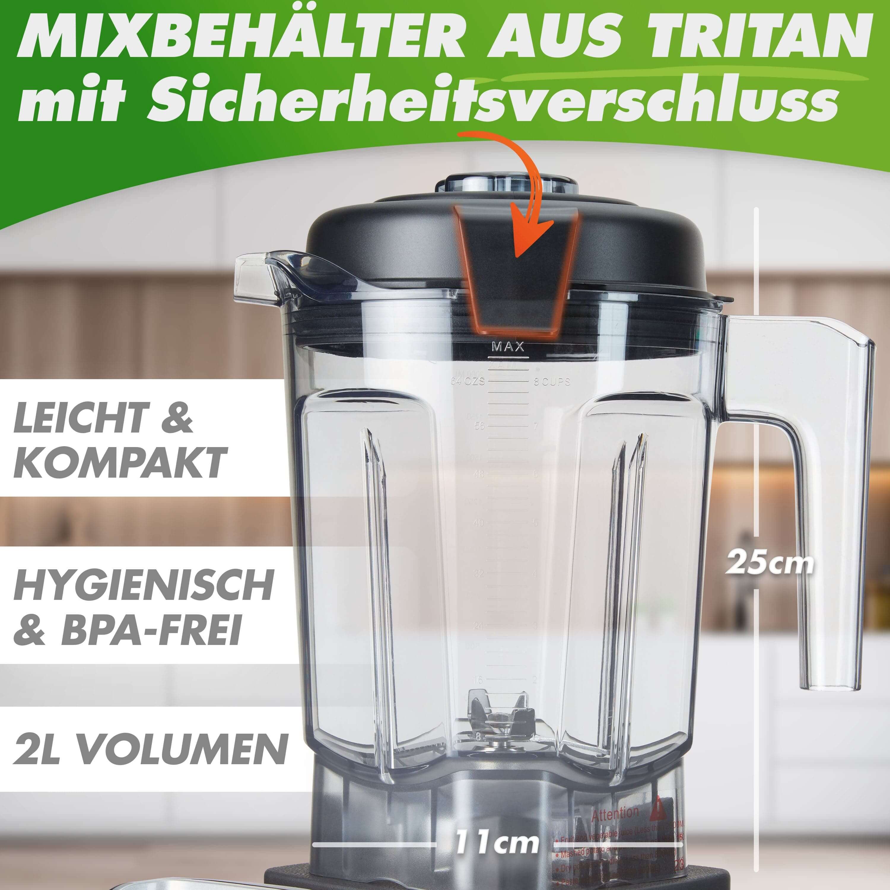 Nutrilovers NUTRI-BLENDER MAX+ (B) Hochleistungsmixer 2000W Standmixer von Nutrilovers
