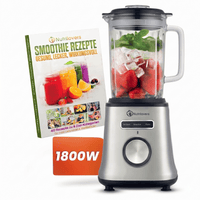 Nutrilovers Standmixer Glas NUTRI-BLENDER GLAS+ Hochleistungsmixer mit Glasbehälter 1800W Edelstahl (Silber)