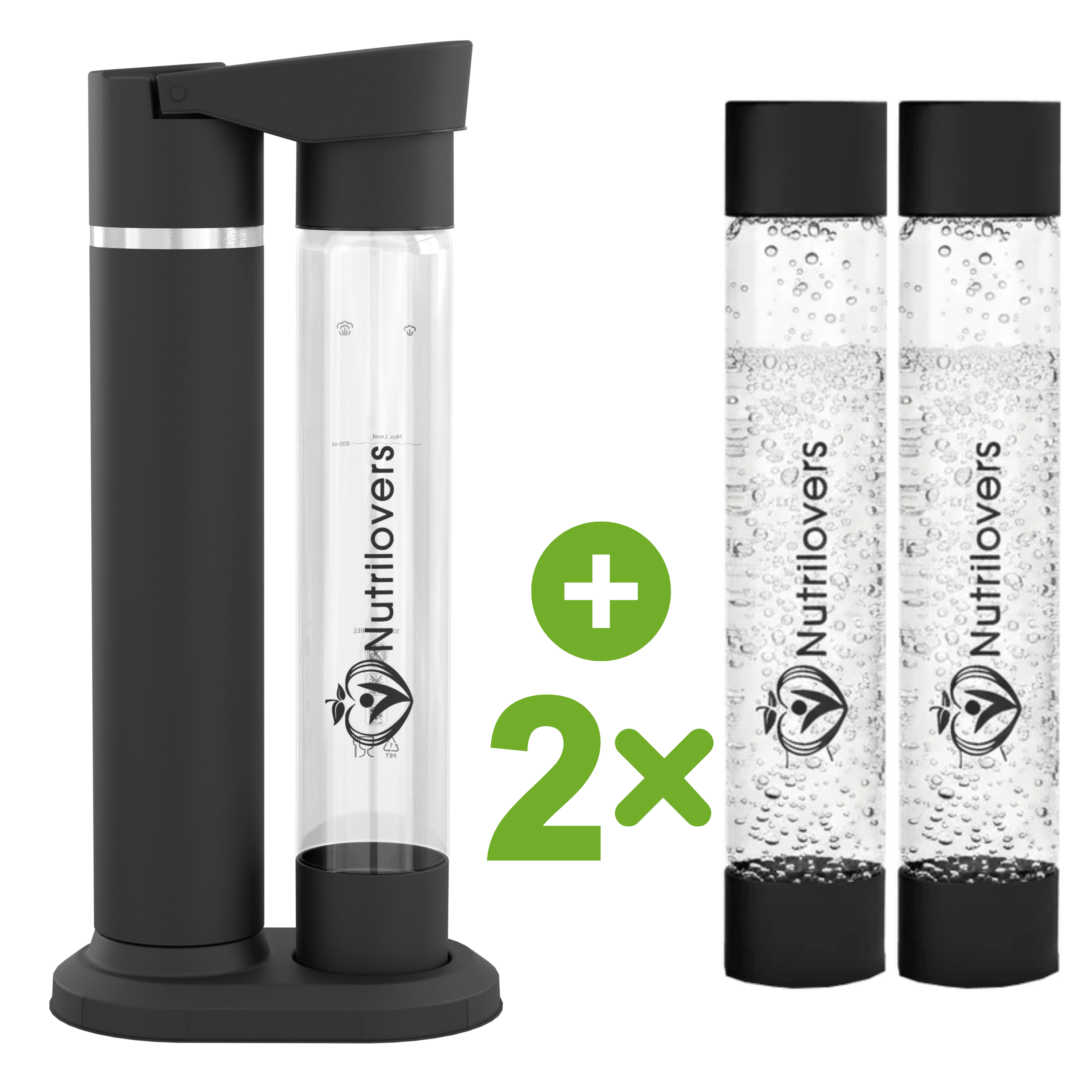 Nutrilovers NUTRI-STREAM Wassersprudler mit Extra Flaschen, Wähle selbst! NUTRI-STREAM + 2x Extra Flaschen