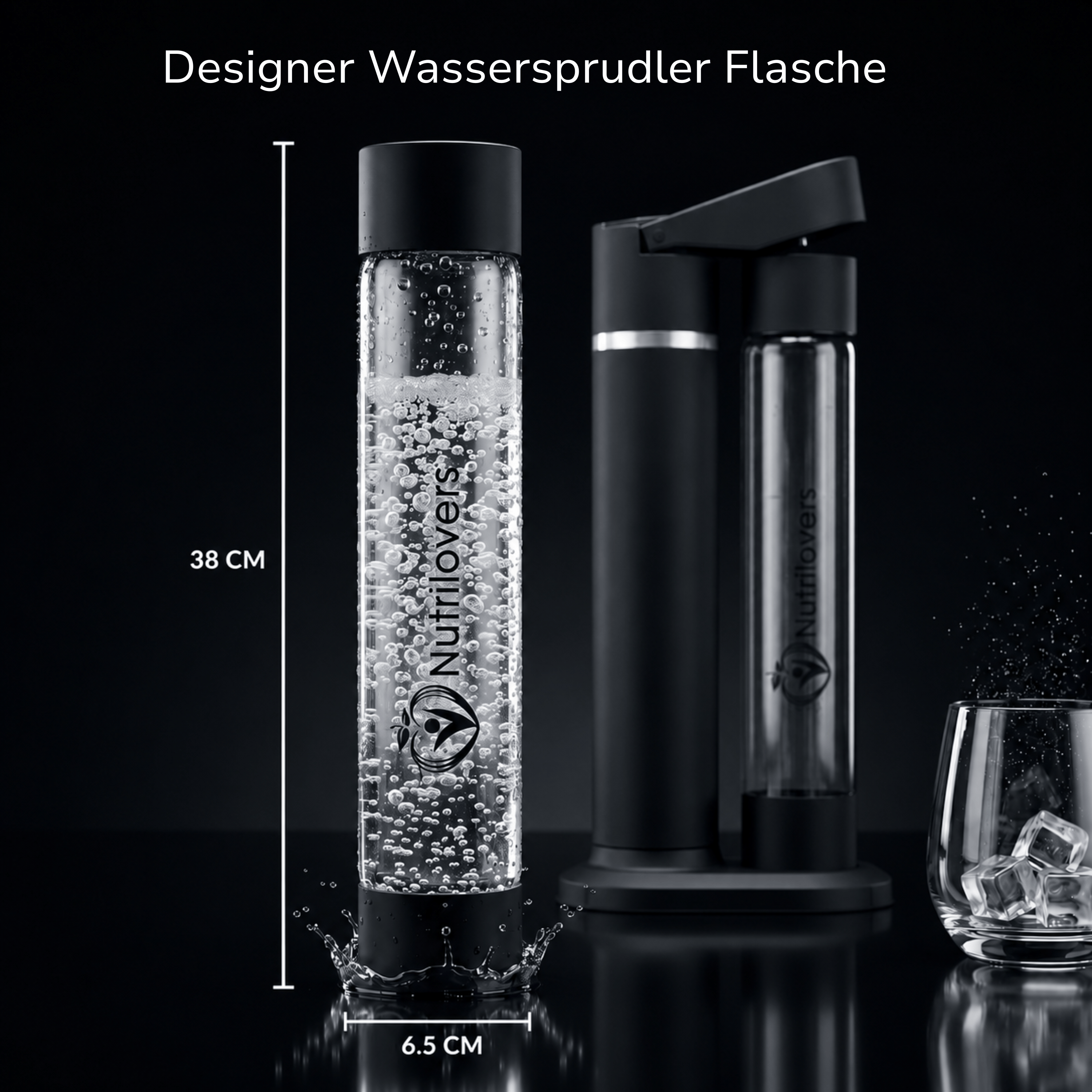 Nutrilovers Wassersprudler NUTRI-STREAM (B) | Soda Maker Edelstahl Schwarz, BPA-frei