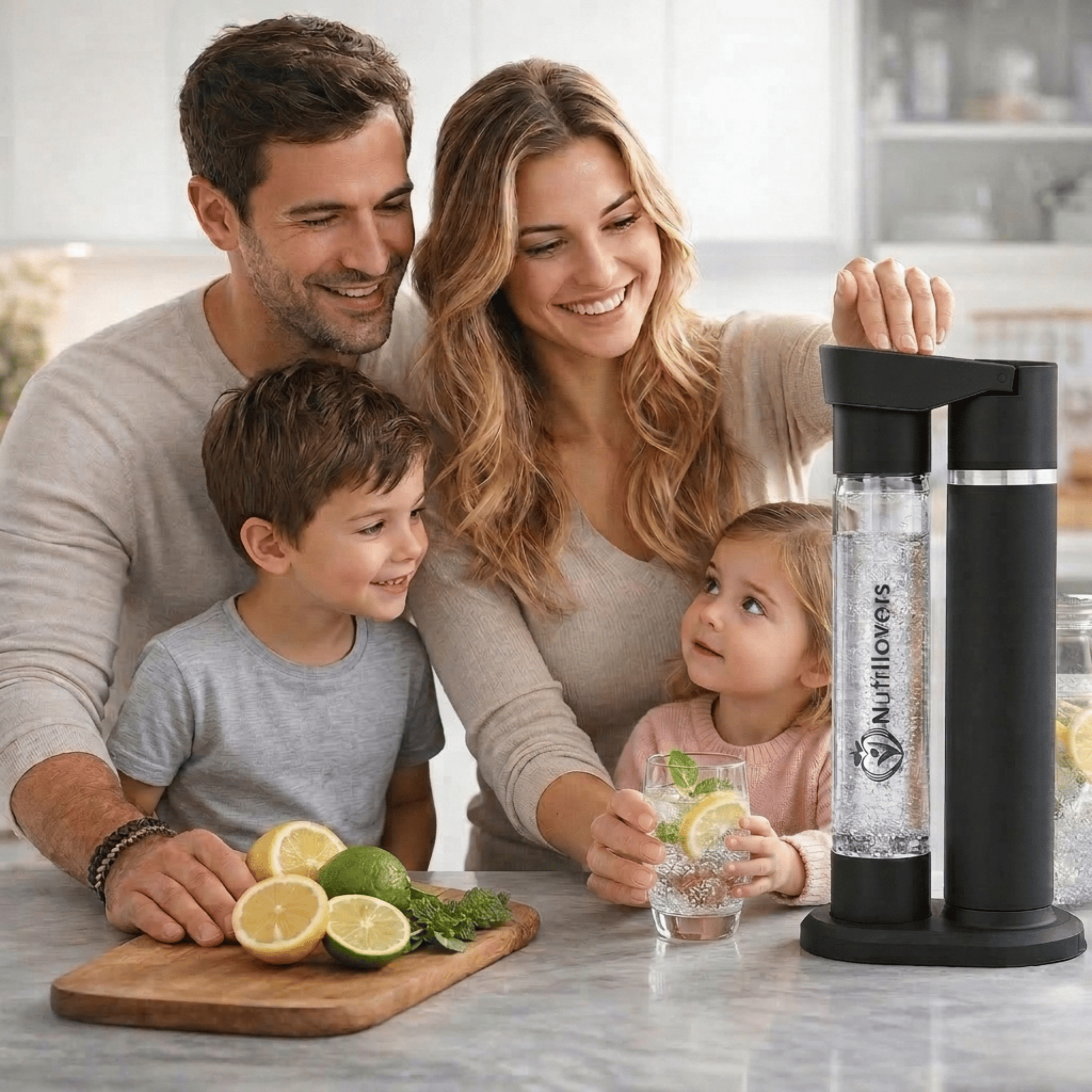 Nutrilovers Wassersprudler NUTRI-STREAM (B) | Soda Maker Edelstahl Schwarz, BPA-frei