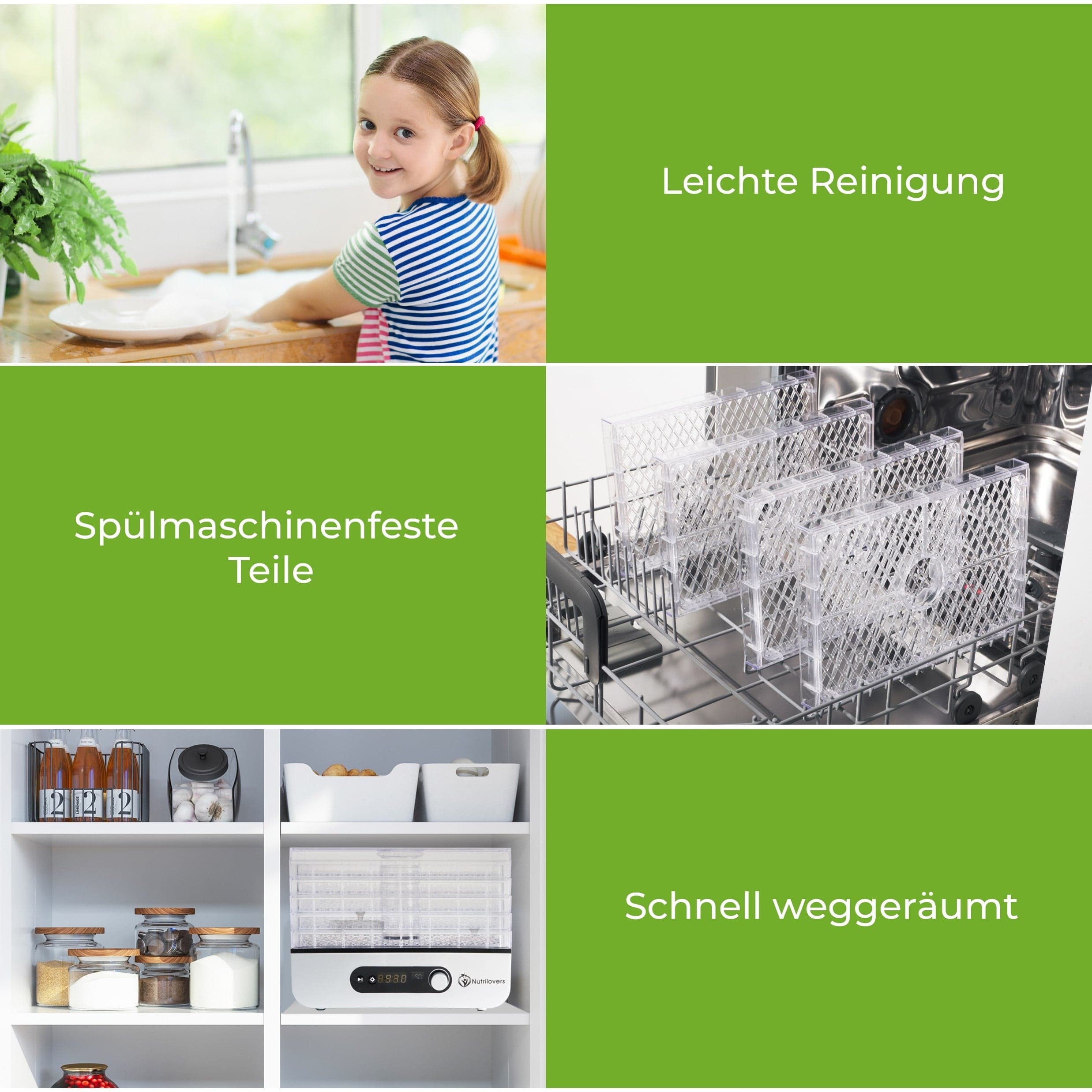 Nutrilovers NUTRI-DRY (B) Dörrautomat mit Timer, inkl. Zubehör und Rezeptbuch | BPA-frei kuechengeraete haushaltsgeraete WissenWasDrinIst