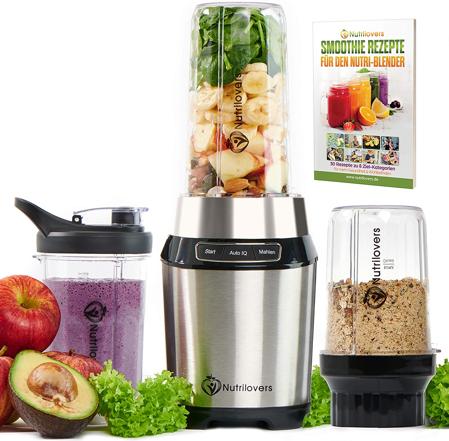 Nutrilovers Smoothie Maker NUTRI-BLENDER Standmixer “Mix & Go” [1000W] Smoothie-Maker (FBA) kuechengeraete haushaltsgeraete WissenWasDrinIst