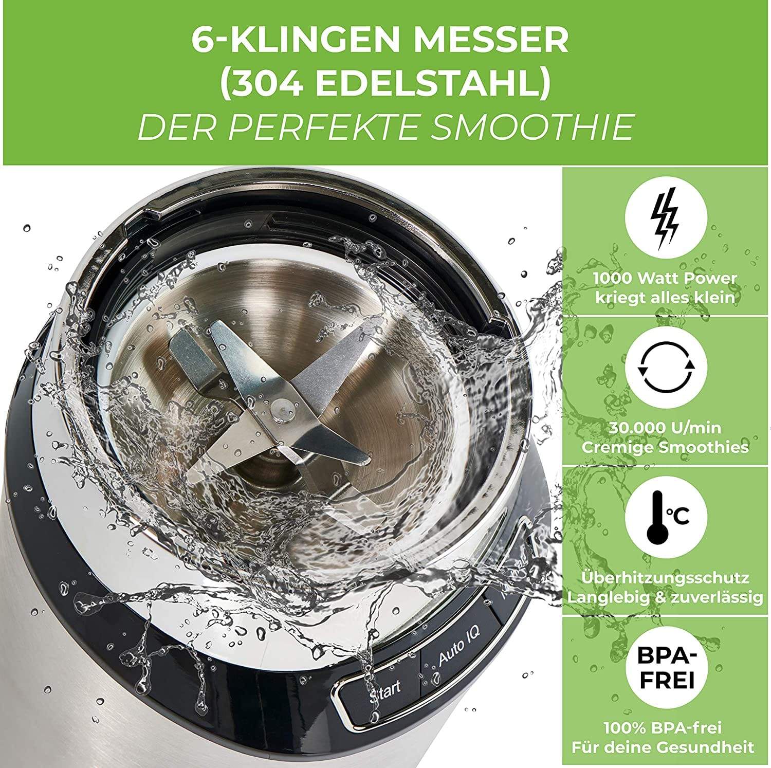 Nutrilovers Smoothie Maker NUTRI-BLENDER Standmixer “Mix & Go” [1000W] Smoothie-Maker (FBA) kuechengeraete haushaltsgeraete WissenWasDrinIst