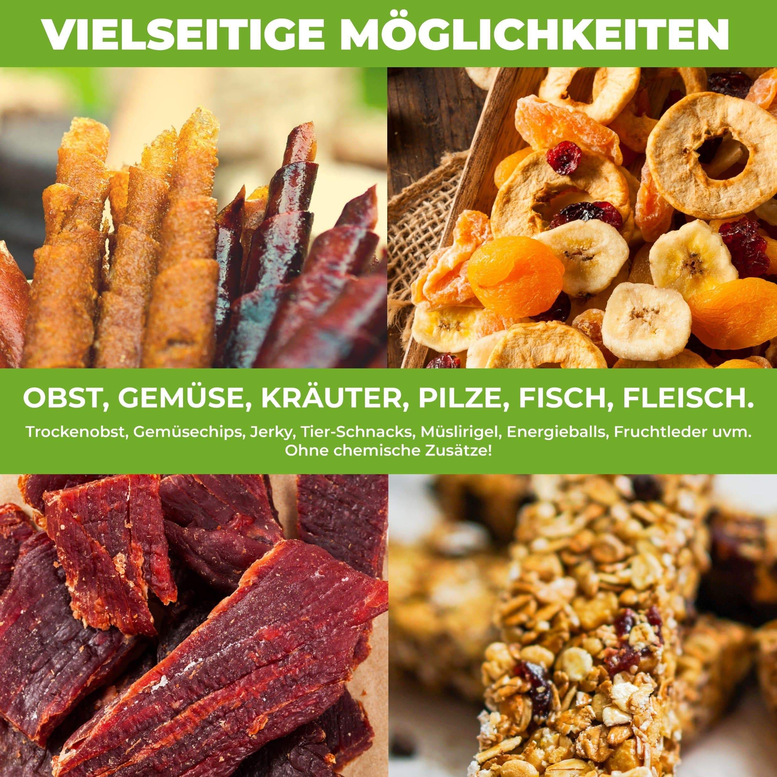 NUTRILOVERS | #WissenWasDrinIst Dörrautomaten NUTRI-DRY Dörrautomat - Dörrgerät mit Timer, inkl. Zubehör und Rezeptbuch | BPA-frei kuechengeraete haushaltsgeraete WissenWasDrinIst