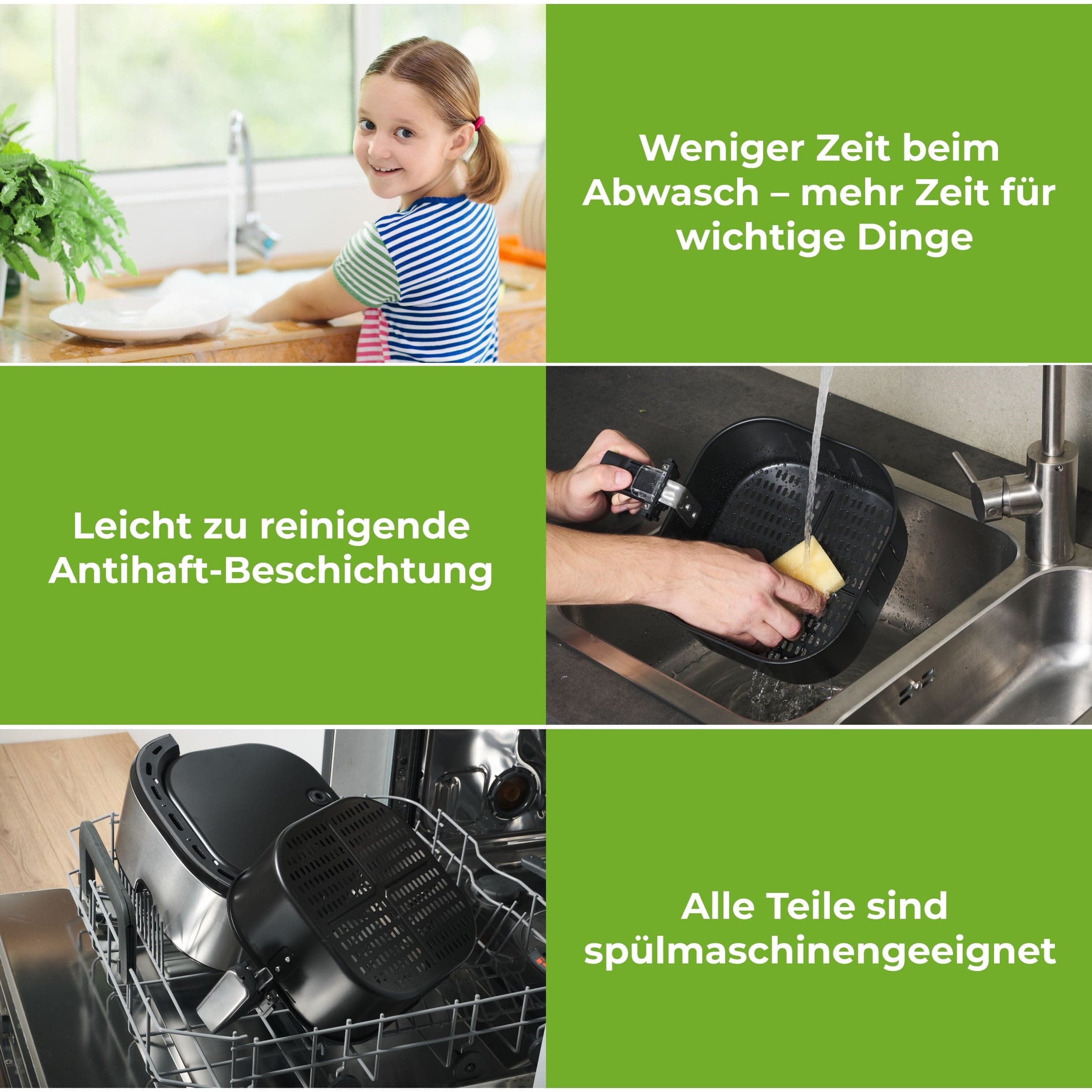 Nutrilovers NUTRI-FRYER (B) EDELSTAHL Heißluftfritteuse XXL 2000W 5.0L inkl. Zubehör WissenWasDrinIst