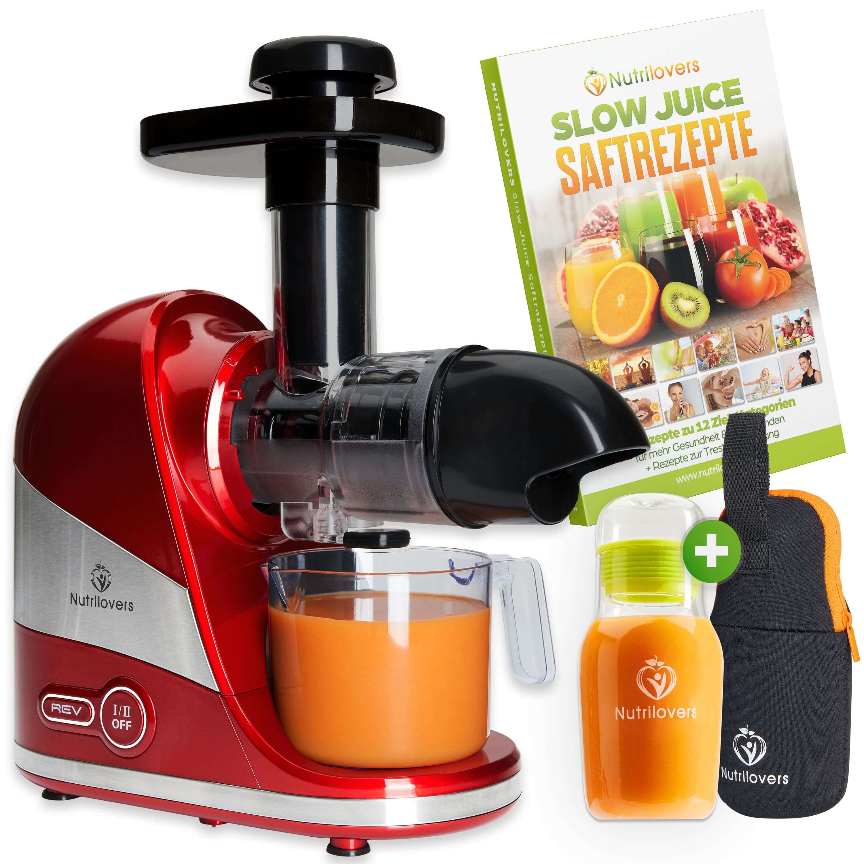 NUTRILOVERS | WissenWasDrinIst Slow Juicer MINI-PRESS SLIM Slow Juicer - Besonders Kompakt & Platzsparend | elektrischer Entsafter Obst & Gemüse | 100% BPA frei kuechengeraete haushaltsgeraete WissenWasDrinIst